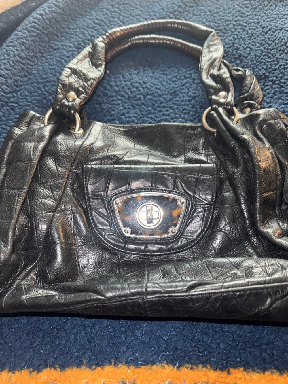 Classic Black Leather Shoulder Bag - Structured Everyday Tote